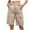 Khaki, variant on hotojiny Bermuda Cargo Shorts for Women Elastic Waist Button Knee-Length Shorts Summer Casual Wide Leg Pockets Hiking Short Pants