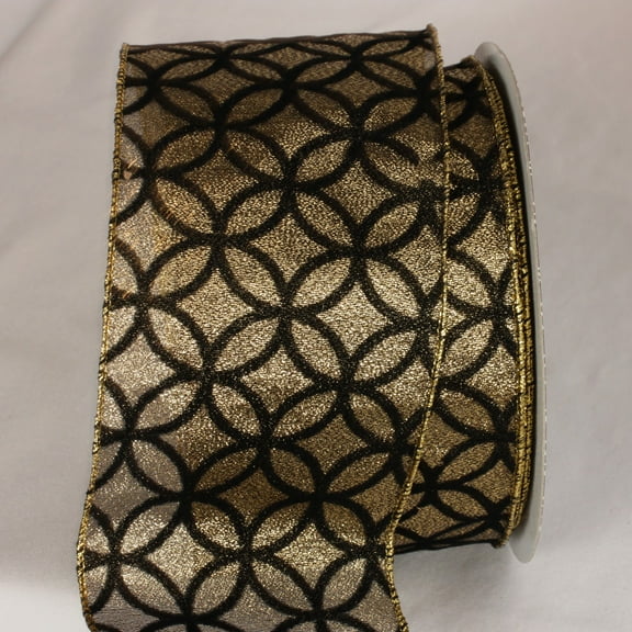 The Ribbon People Sheer Black and Gold Wired Craft Ribbon 4" x 20 Yards