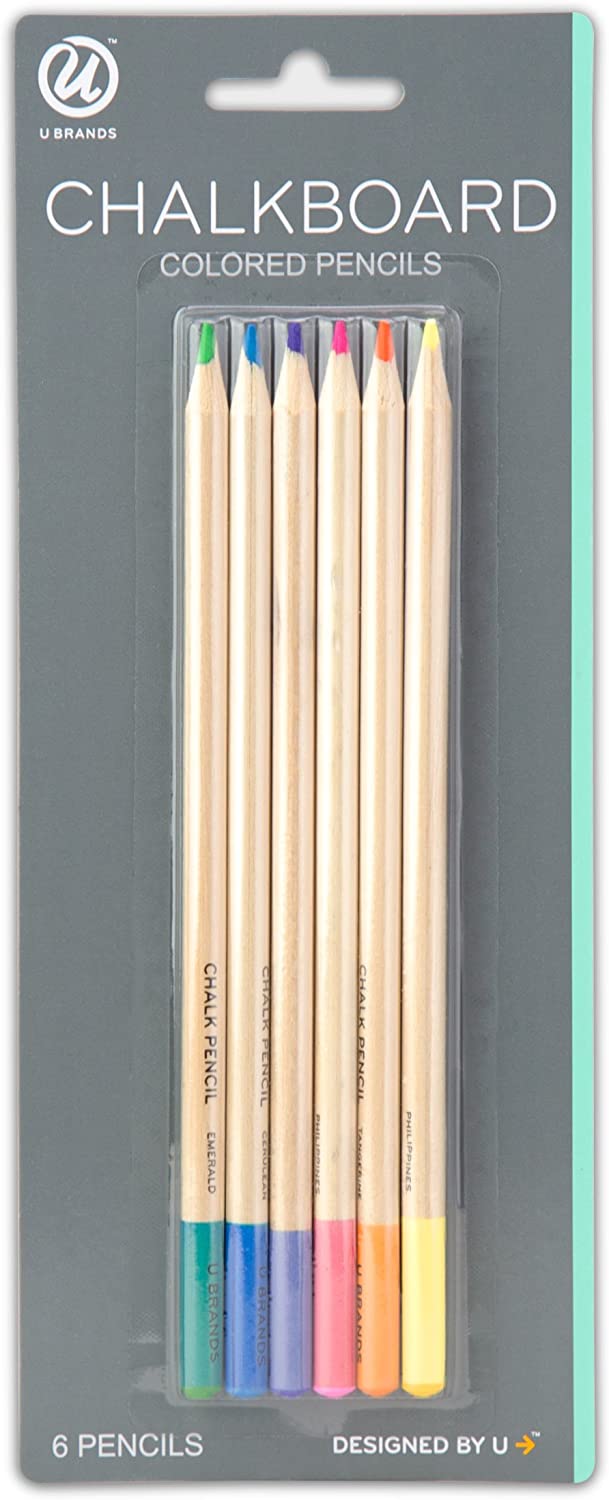 U Brands Chalkboard Colored Pencils, Assorted Colors, 6Count Walmart