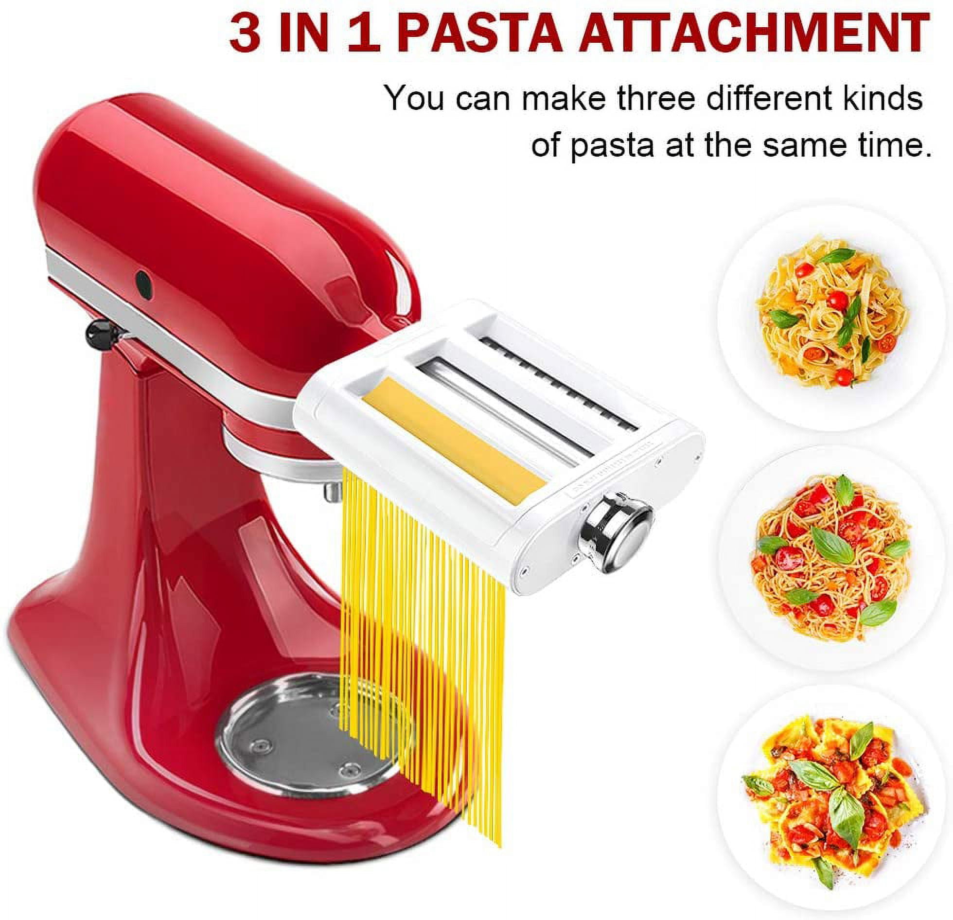 ANTREE Pasta Maker Attachment for KitchenAid Stand Mixers with Pasta Drying  Rack & Cleaning Brush, 3-1 Set includes Pasta Sheet Roller, Spaghetti