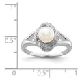 thumbnail image 5 of 925 Sterling Silver Rhodium-Plated Diamond and Freshwater Cultured Pearl Ring Size 7, 5 of 7