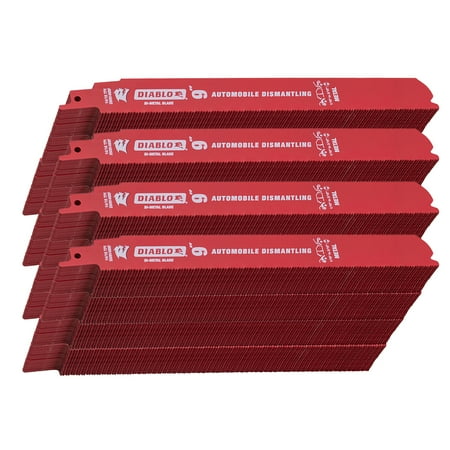 

Diablo Steel Demon Bi-Metal Auto Dismantling Reciprocating Saw Blades 9 inch 14/18 TPI for 1/16-5/16 Medium Metals - 200 Pack
