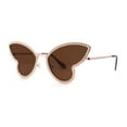 thumbnail image 2 of Womens Bling Engraved Metal Rim Fun Butterfly Shape Party Sunglasses Gold Brown, 2 of 4