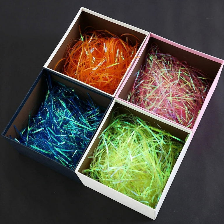 Feildoo Shiny Paper Shred Box Filler for Gift Wrapping Packing, 300g Glitter Raffia Paper Basket Filler Grass Stuffer for Easter Basket Filling, A#