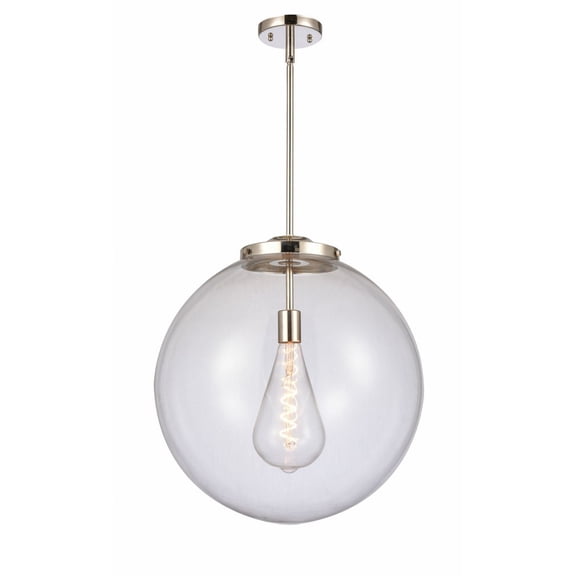 221-1S-PN-G202-18-Innovations Lighting-Beacon - 1 Light Pendant In Industrial Style-19 Inches Tall and 18 Inches Wide-Polished Nickel Finish-Clear