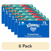 (6 pack) Kleenex Trusted Care Facial Tissues, 1 Flat Box, 72 Tissues per Box, 2-Ply