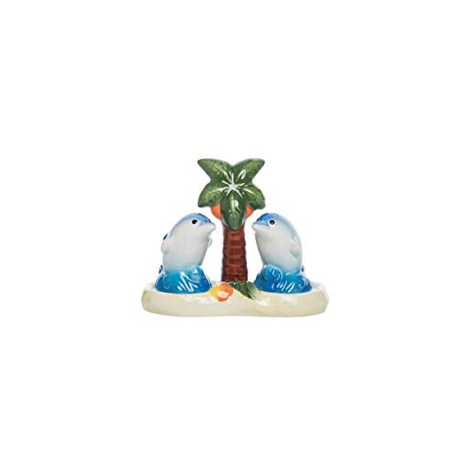 Beachcombers Ensemble Sel et Poivre Dauphin avec Caddy Nautique Coastal Décoration de Table de Cuisine Maison Dîner Multicolore