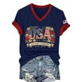 thumbnail image 5 of YVNAURA America 250 Vintage Patriotic V Neck T Shirt for Women 1776-2026 Faded Flag Graphic Tee Semiquincentennial Limited Edition Keepsake Top for 4th of July Daily Streetwear, Dark Blue, S, 5 of 7