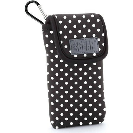 - USA GEAR FlexARMOR D50 Portable Pocket Radio Case with Carabiner Clip, Polka Dot
