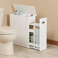 thumbnail image 3 of OakRidge Slim Bathroom Storage Cabinet with Slide-Out Shelf & Hinged Lid, 7-In. Wide, White, 3 of 5