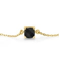 thumbnail image 2 of Gem Stone King 18K Yellow Gold Plated Silver Black Onyx Solitaire Bracelet for Women (0.92 Cttw, Cushion Checkerboard Cut 6MM), 2 of 4