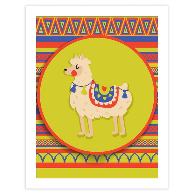 Bearachild Paquete de 3 cuadros colgantes sin marco con estampado de Alpaca de estilo nacional, Material de lienzo, póster de Color brillante, cuadro Decoración del hogar Bearachild HA011399-00