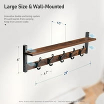 29" Rustic Coat Rack Wall Mount with Shelf, Entryway Wall Hooks for Bathroom, Living Room, Bedroom