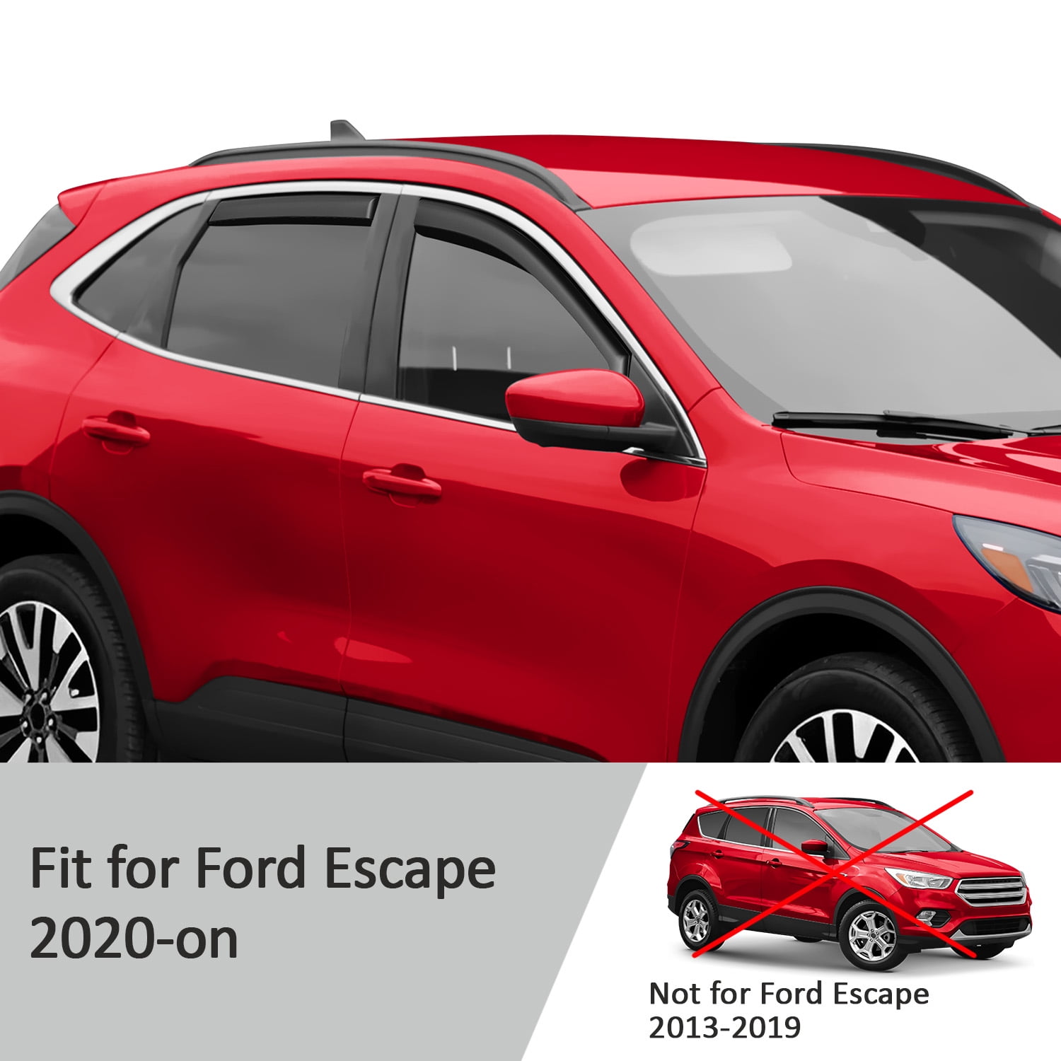Voron Glass In-Channel Extra Durable Rain Guards for Ford Escape 2020-2026, Window Deflectors, Vent Window Visors, 4 Pieces - 200439