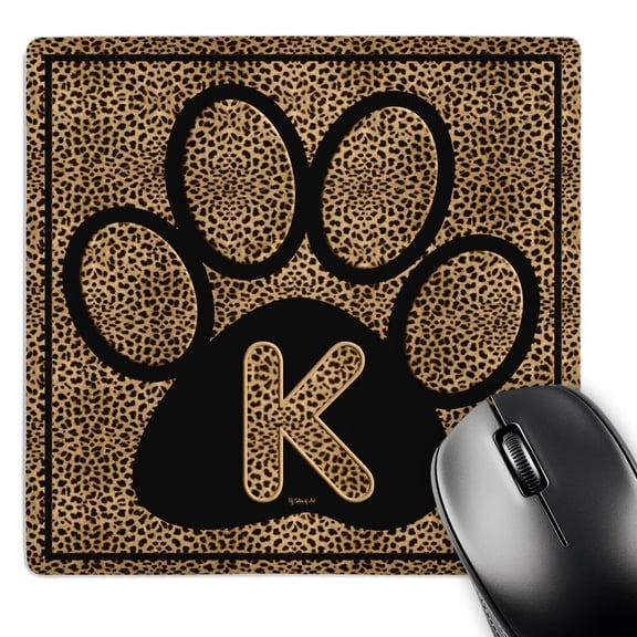 3dRose, Letter K Standard Cheetah Print Cat Paw, MousePad