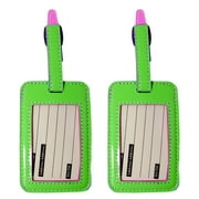 Luggage Tags - Two Tone Travel ID Bag Tags - 2 Set (Light Green- Pink)