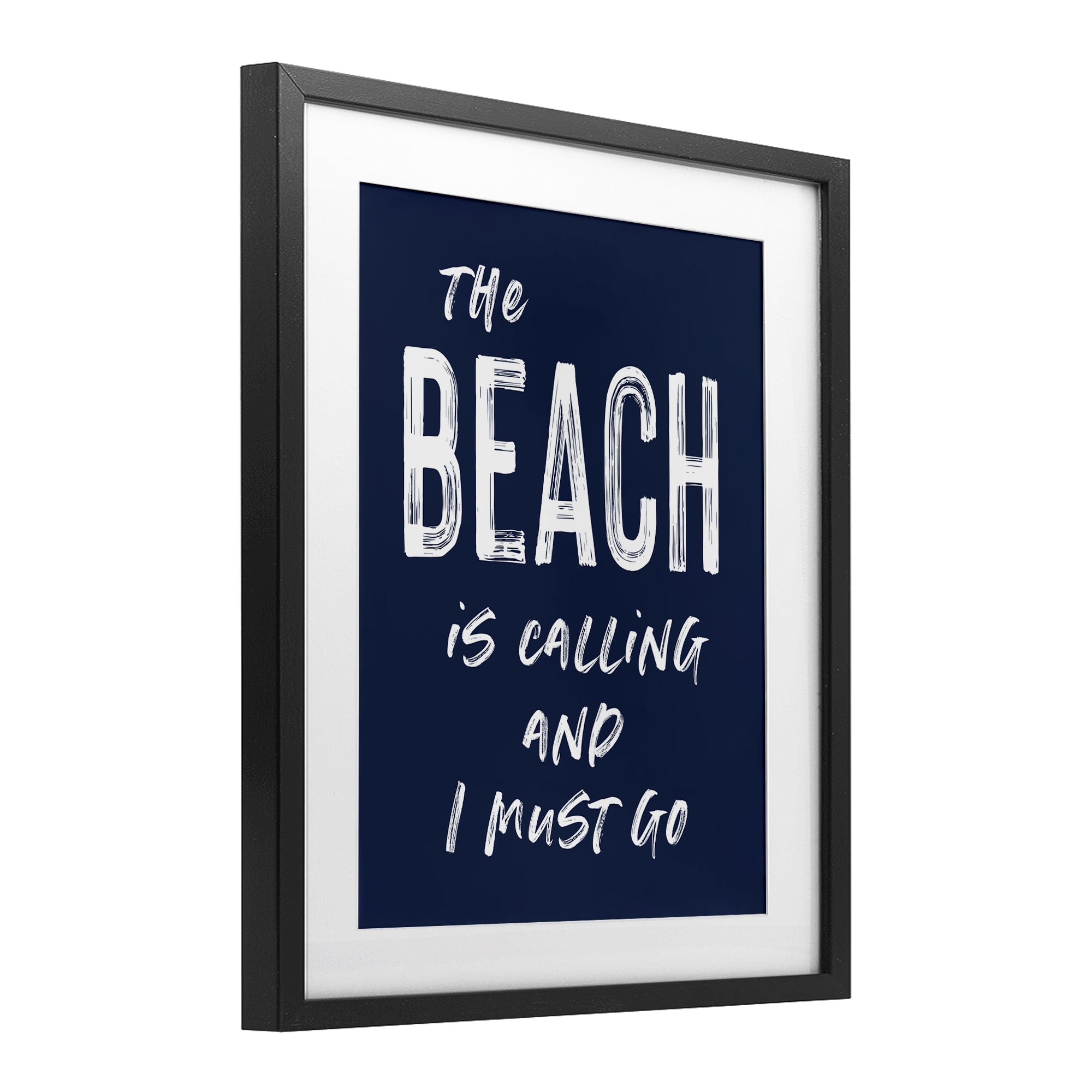 Beach Is Calling Summer Sentiment Black Framed Print Under Glass, design by Lettered and Lined