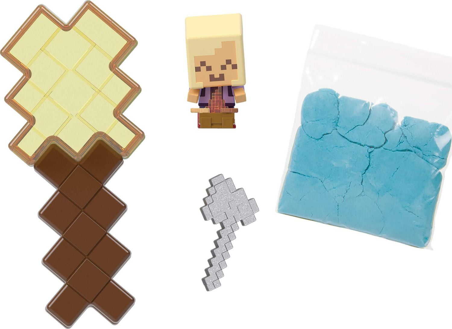 Minecraft Mini Mode Mining Action Figures with Reveal, Accessory & Moldable Sand (Characters May Vary)