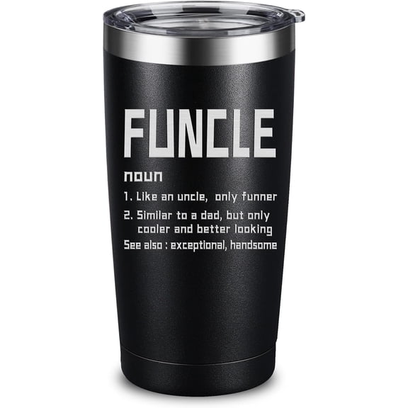 Funny Christmas Gifts for Uncle from Niece, Nephew- Best Uncle Gifts for Birthday Christmas - 20 Ounce Black Engraved Tumbler