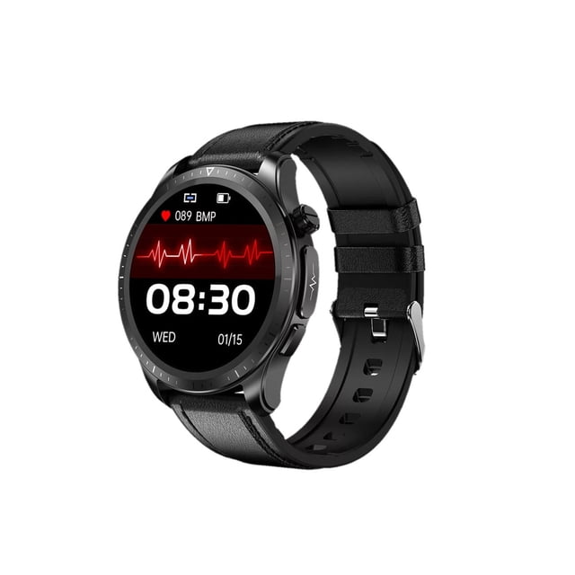 Reloj Smart Watch Fralugio E420 Sport Piel Negro Ecg Mide Glucosa Hr Spo2 Bp