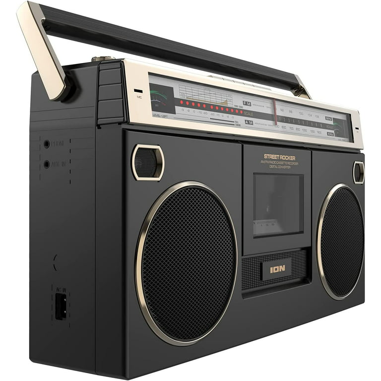 Ion Audio 1980's-Style Portable Bluetooth Boombox AM/FM Radio Cassette  Player Recorder, VU Meters, USB Recording, Dual Full-Range High Bass  Speakers