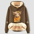 thumbnail image 2 of Telankuip Womens Sherpa Lined Christmas Hoodies Cute Girly Style Highland Cow Graphic Long Sleeve Hooded Sweatshirts Loose Soft Winter Warm Comfort Holiday Pullover Tops Bronze XXL, 2 of 3