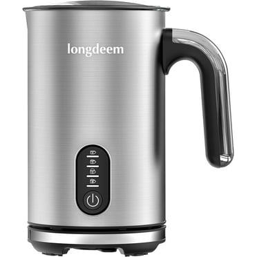 LONGDEEM 4-in-1 Electric Milk Frother, Hot & Cold Foam Maker for Latte & Cappuccino, Silver