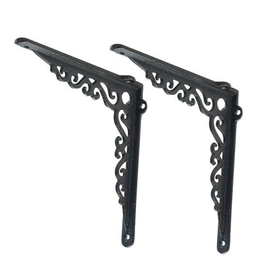 Sungmor 7.3" Cast Iron Shelf Brackets, Wall Hanging Support, Black, 2-Piece