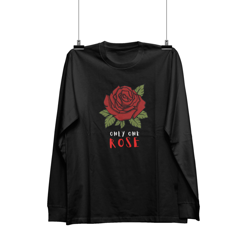 black long sleeve shirt with red roses