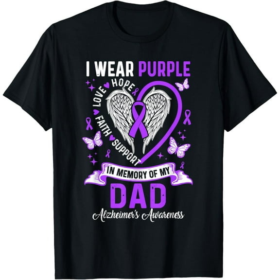 I Wear Purple In Memory Of My Dad Alzheimer's Awareness T-Shirt