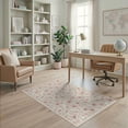 thumbnail image 2 of ODIKA Round Symmetrical Pink Scrolling Blooming Clusters Teal Anime for Dorm Room, Small Living Apartment, Stain Resistant Low Profile, 2 of 7