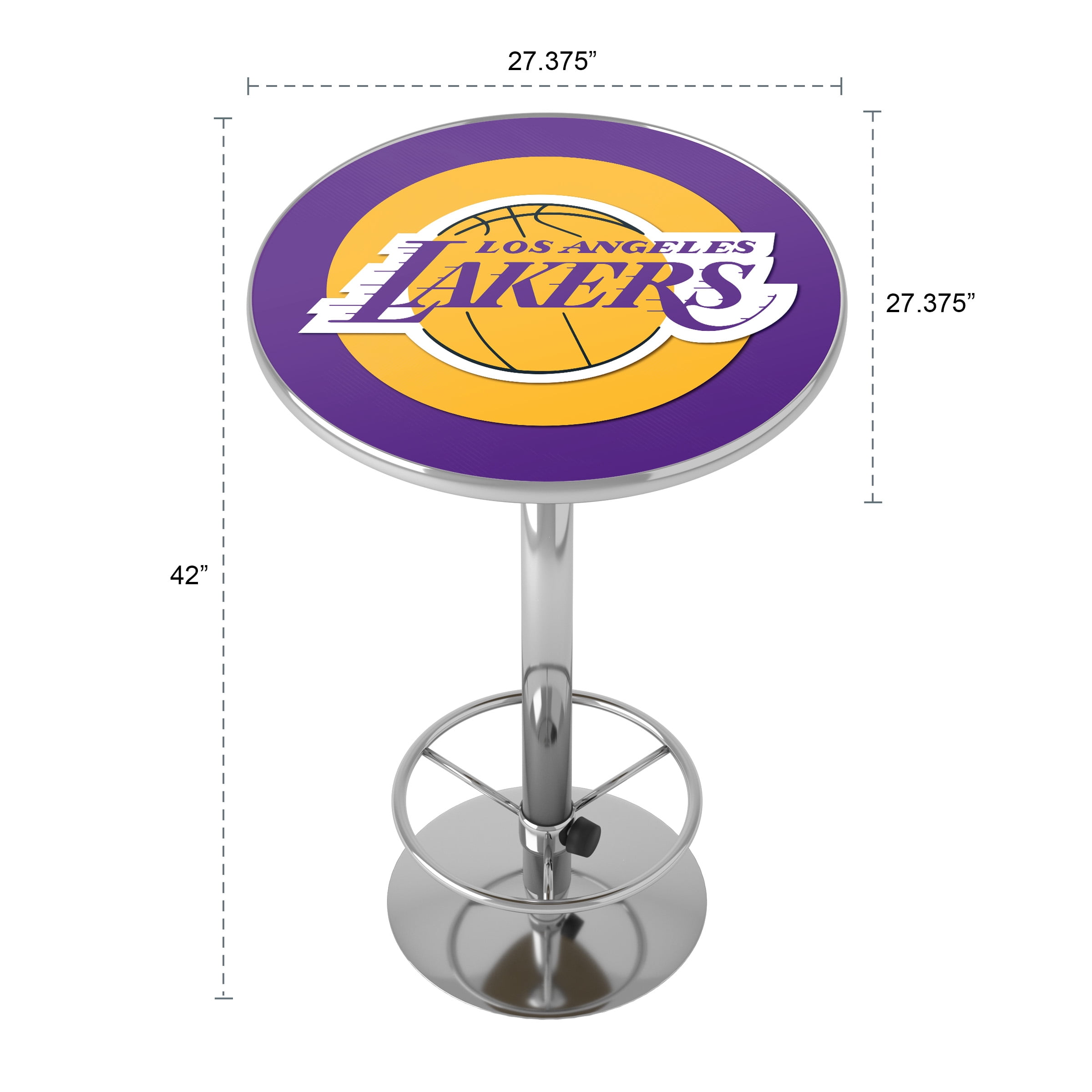 Los Angeles Lakers Logo Bar Table with Adjustable Footrest and Acrylic Top