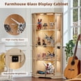 thumbnail image 3 of LELELINKY Display Cabinet with Glass Door & LED Lights, 65" 4-Tier Curio Cabinet, Modern Glass Display Case for Living Room & Bedroom, Natural Oak, 3 of 10