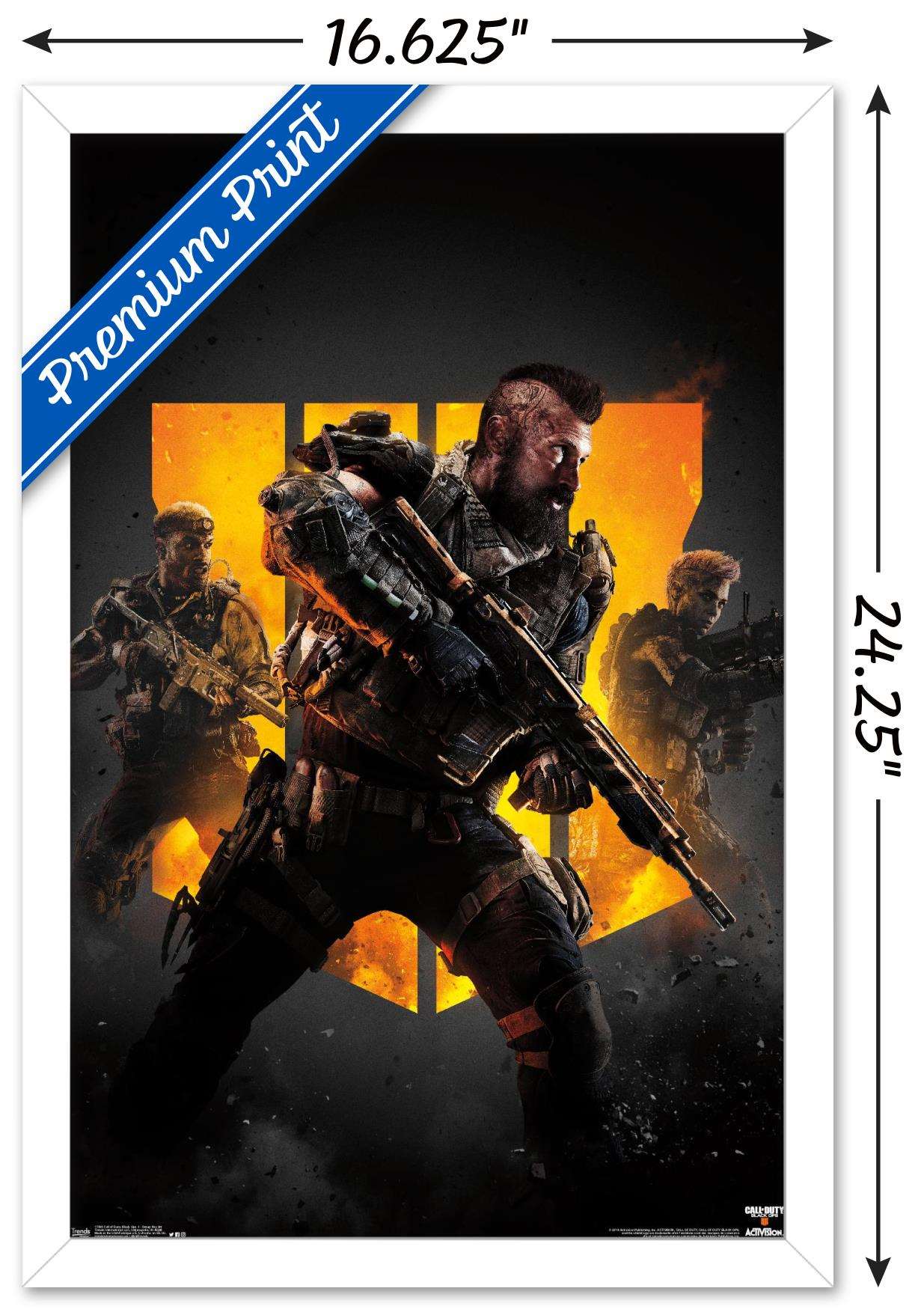 Call of Duty: Black Ops 4 - Group Key Art Wall Poster, 14.725" x 22.375", Framed