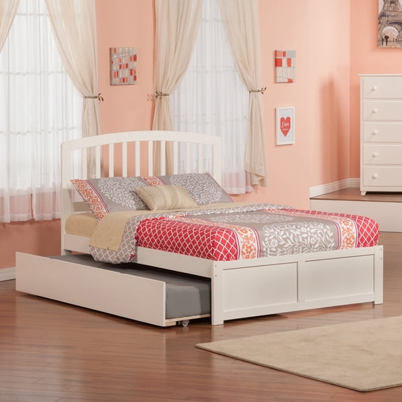AFI Richmond Queen Wood Platform Bed with Headboard Footboard & Twin XL Trundle, White