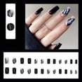 thumbnail image 2 of 24pcs/Box Butterffly Full Cover Manicure Tool Short Round/Square Head False Nails Nail Tips Wearable Fake Nails 01, 2 of 7