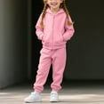 thumbnail image 4 of SGFCWSX Girls 2 Piece Sets Fleece Hoodie Fall Outfits Warm Skinny Sweatpants and Sweatshirts Set Pink Size 9-10T, 4 of 9