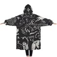 thumbnail image 2 of Oversized Wearable Blanket Hoodie,Black Halloween Letter Bat Pattern Sherpa Blanket Hoodie with Super Pockets,Super Warm Fuzzy Pullover for Women & Men, 2 of 6