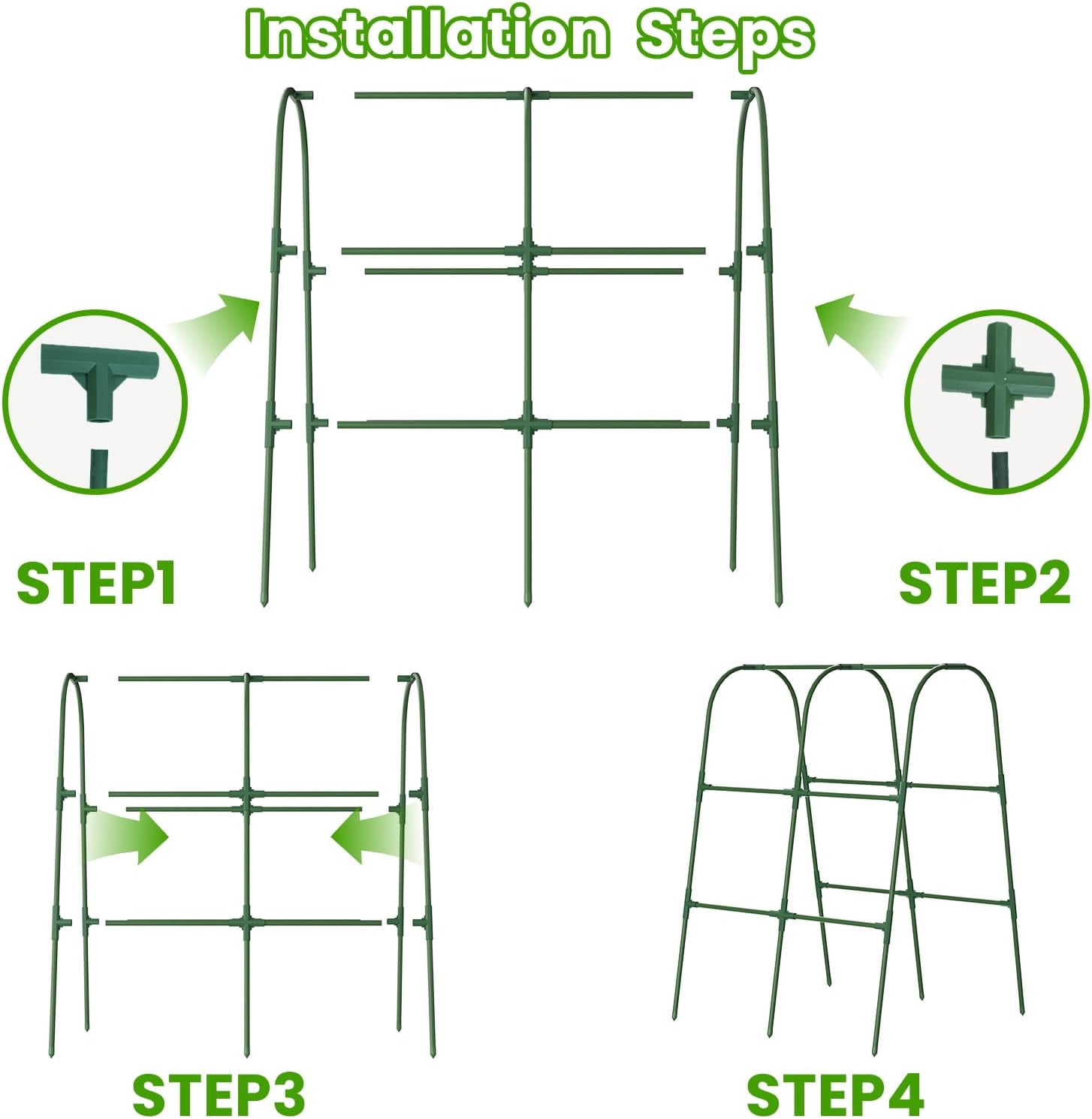 Cucumber Trellis for Raised Bed, U-Shape Garden Trellis for Climbing Plants Outdoor, Metal Arch Vegetables Trellis, Plant Support for Grape Vine Beans Squash Peas Flower