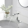 thumbnail image 6 of BWE Chrome Bathroom Faucet Modern Waterfall Single Hole Faucet for Bathroom Sink Single Handle with Pop Up Drain with Overflow Assembly and Supply Line Lavatory Bath Faucet Lead-Free, 6 of 7