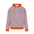 thumbnail image 3 of Pullover Hoodie Men Cozy Fleece Casual Trendy Striped Sweatshirts Front Pocket Long Sleeve Hooded Winter Tops (L, Orange 01), 3 of 4