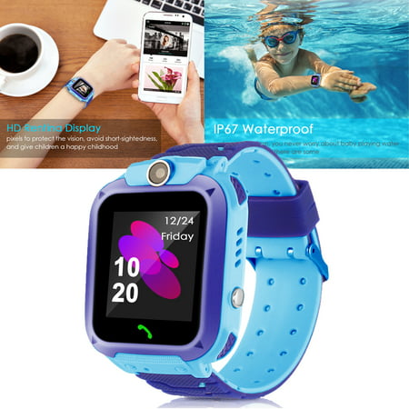 Waterproof Kids Smart Watches with GPS Tracker Phone Call for Boys Girls Digital Wrist Watch, Touch Screen Cellphone with Camera Anti-Lost SOS Learning Toy for Kids Gift