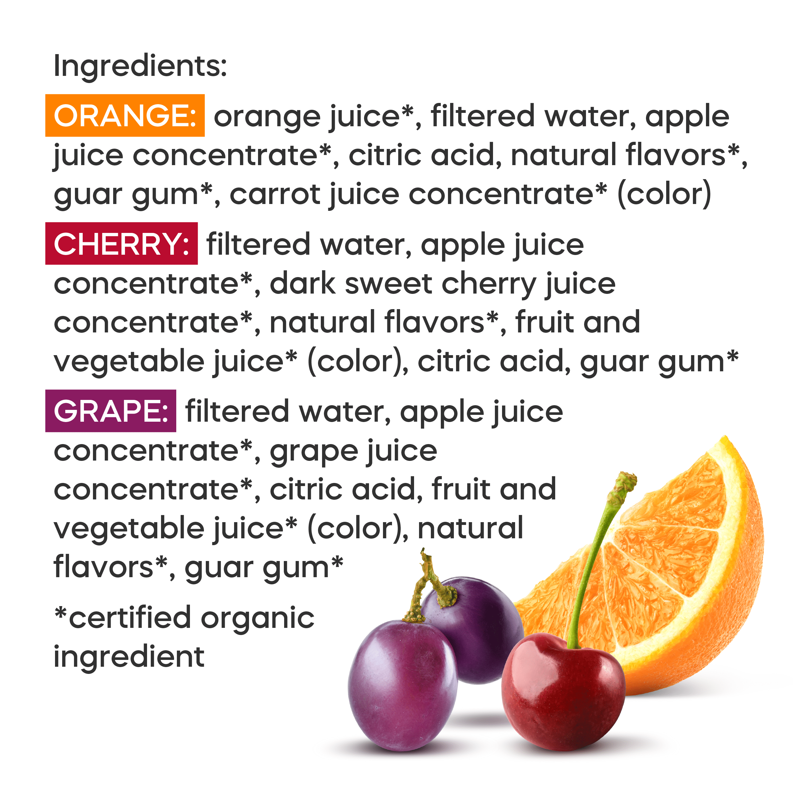 GoodPop Organic Junior Pops Orange Cherry Grape Pack, 100% Juice Ice Pops, 6 ct