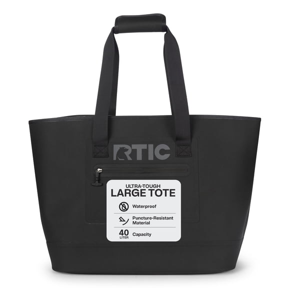 RTIC Ultra-Tough Tote Bag, 40 Ltr Fully Waterproof Bag, Black