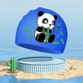 thumbnail image 2 of MIASHUI Cute Panda Design Kids Silicone Swim Cap for Pool Beach and Water Learning Activities Comfortable Unisex Bathing Hat Blue,5Y-12Y, 2 of 4