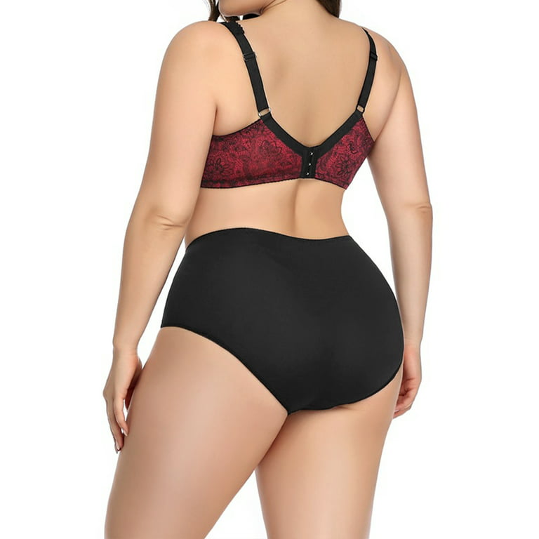 Plus Size women's Long Line Open Cup Bra and High Rise Retro Panty
