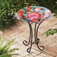 thumbnail image 2 of Teamson Home 17.8" Outdoor Handpainted Birds & Flowers Glass Birdbath, Multicolor, 2 of 5