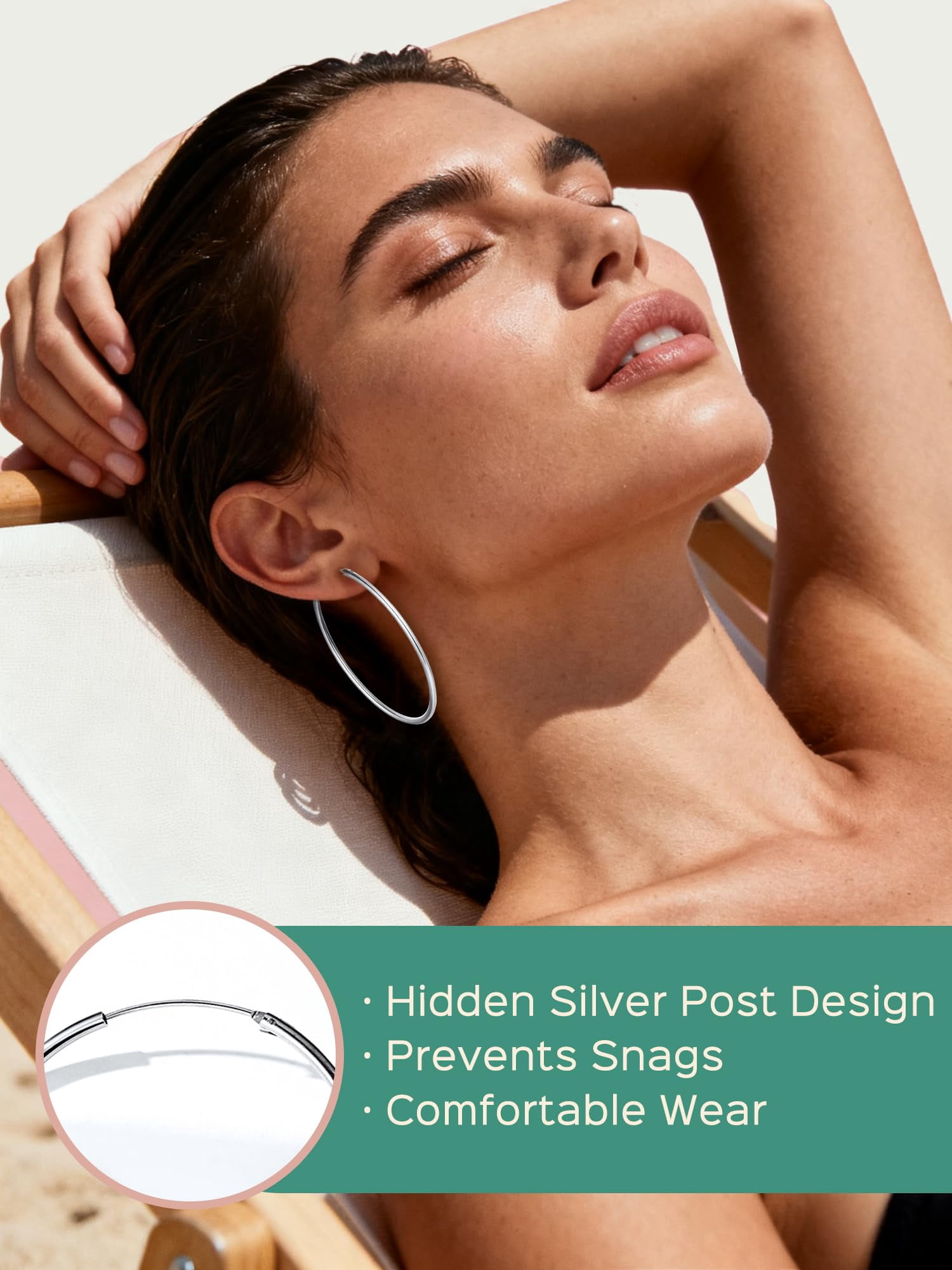 ChicSilver Large Gold Plated Silver Hoop Earrings for Women 14k Gold Hoop Earrings for Women Hypoallergenic Big Endless Hoops Earring 70MM