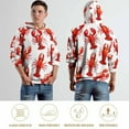 thumbnail image 5 of POBUDS Hoodie, Regular Fit Sporty Pullover Hooded Sweatshirt for Men Women Lobster Pattern Print Fabric XL, 5 of 6