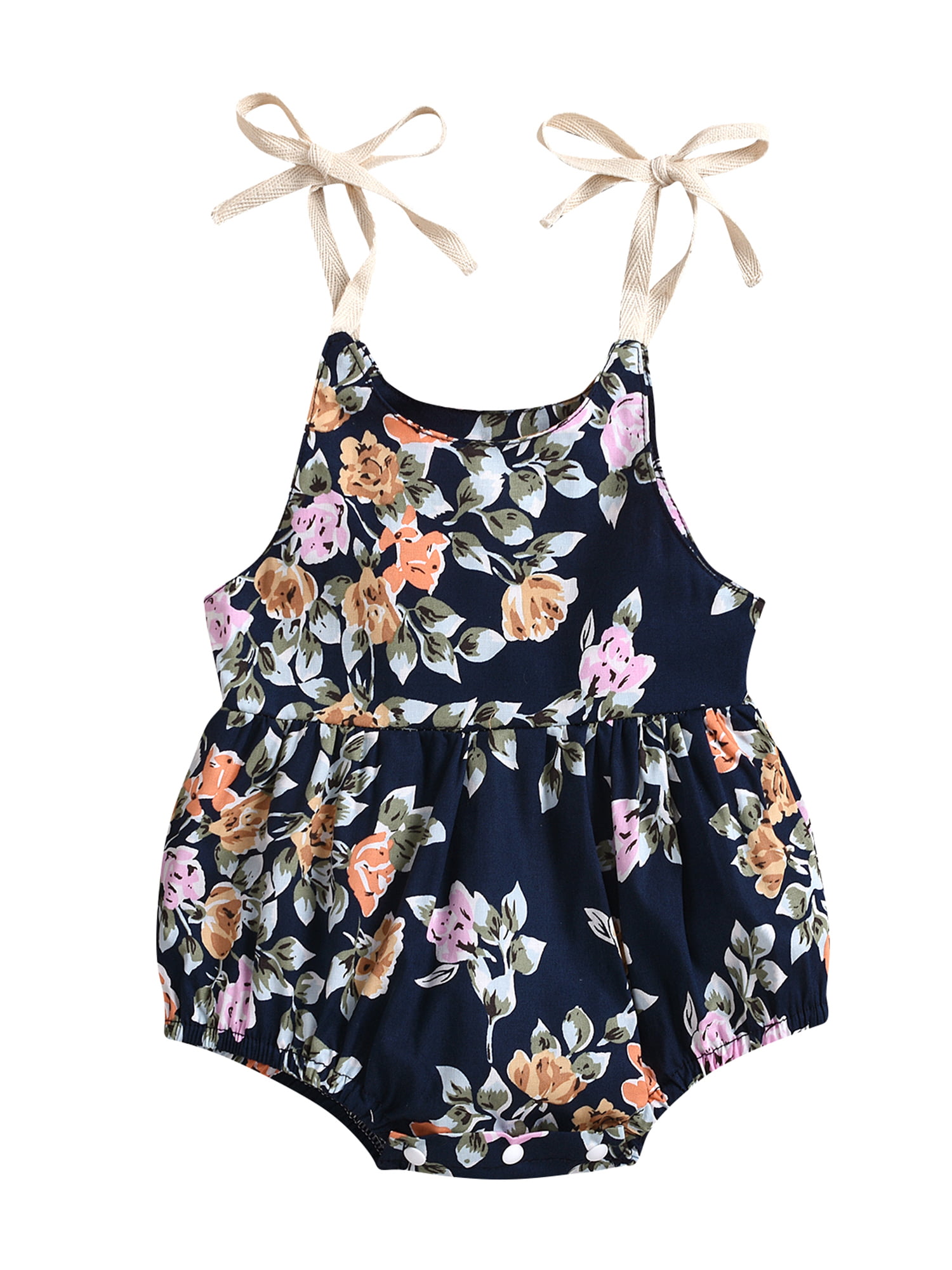 Newborn Baby Girl Strap Romper Bodysuit Sunsuit Floral Summer Clothes Outfits
